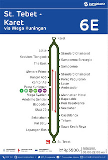 peta rute transjakarta st tebet karet via mega kuningan 6e