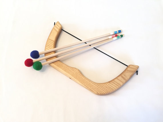 Wooden bow and arrows