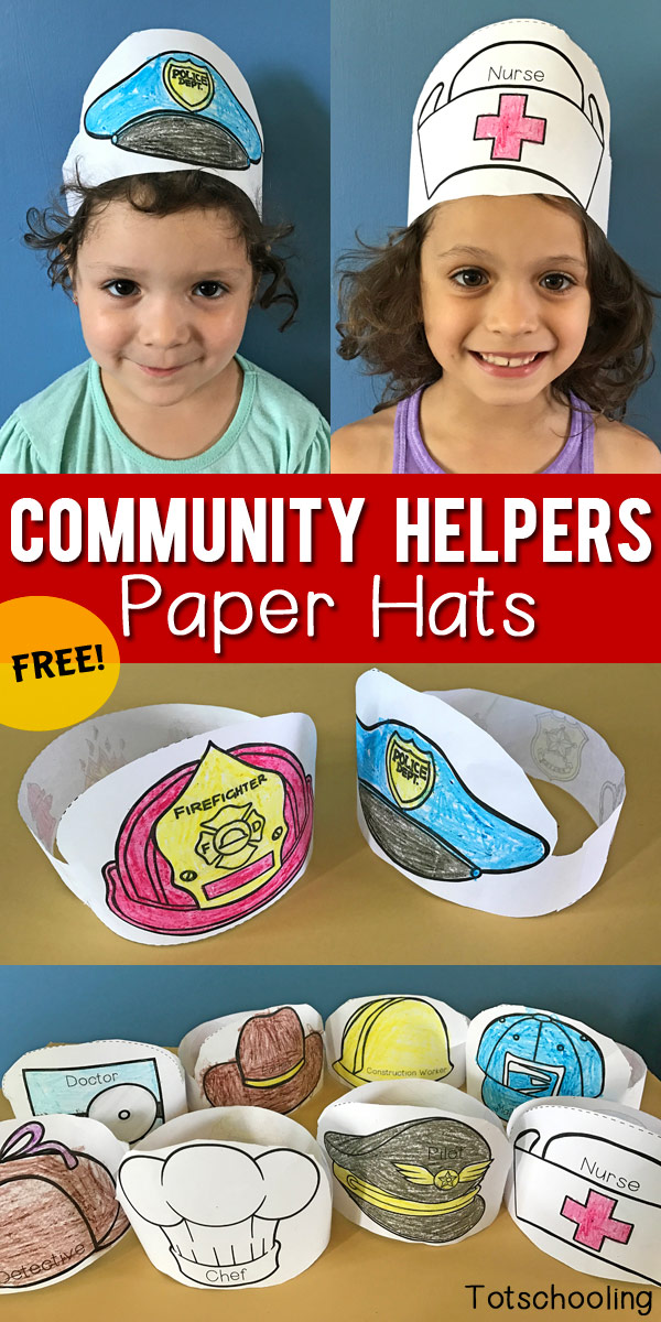 Community Helpers Printable Paper Hats Totschooling Toddler 