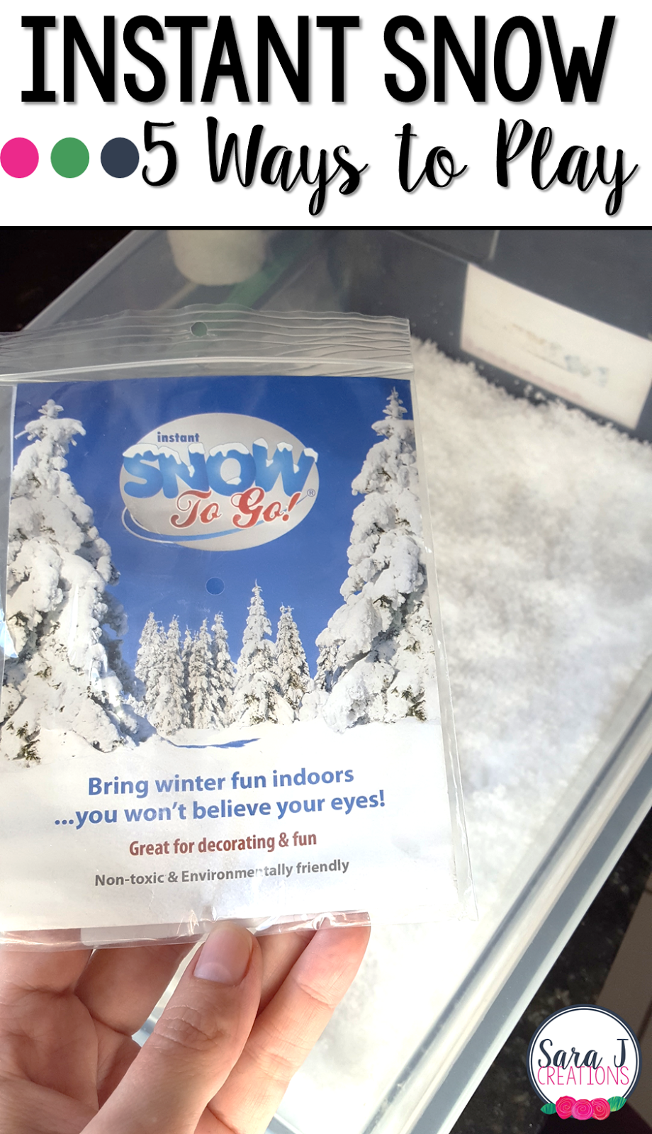 Five different sensory bins all using Instant Snow! #sensoryplay #preschool #winter