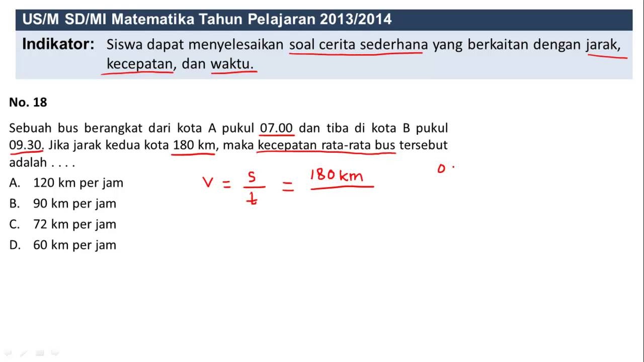 Soal cerita jarak, kecepatan, waktu