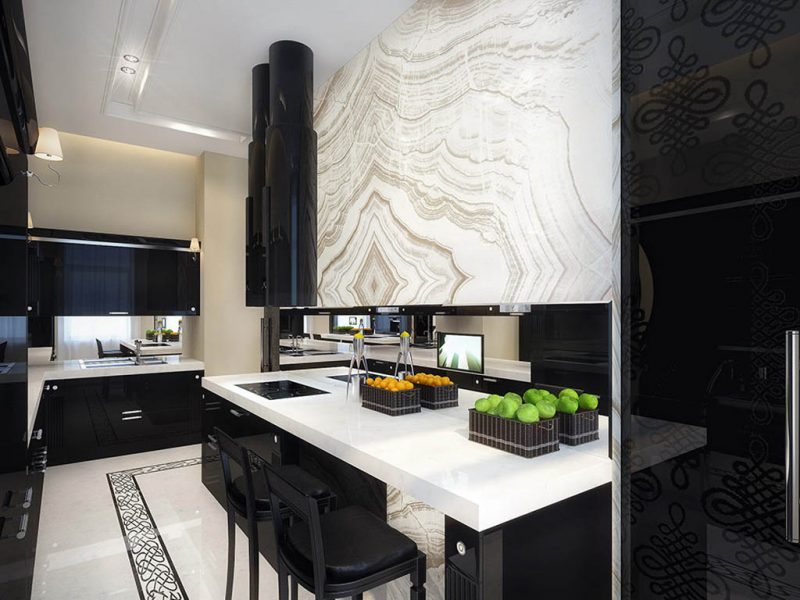 Thiết kế nội thất phòng bếp với ý tưởng đen - trắng kết hợp Thiết kế nội thất phòng bếp với ý tưởng đen - trắng kết hợp