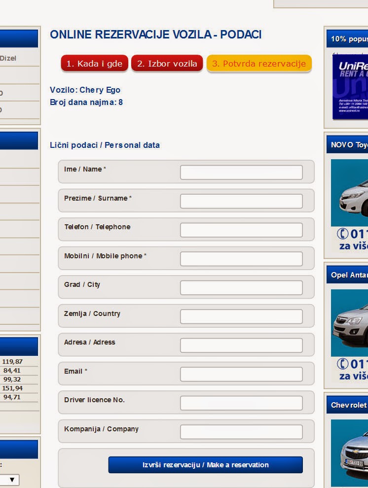 Top 100 sajtova Renta car Beograd