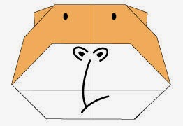 Bước 10: Vẽ mắt, vẽ mũi, miệng để hoàn thành cách gấp con khỉ đột gorilla bằng giấy origami.