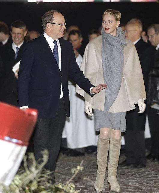 Princess Charlene of Monaco and Prince Albert II of Monaco attend the Sainte-Devote ceremony