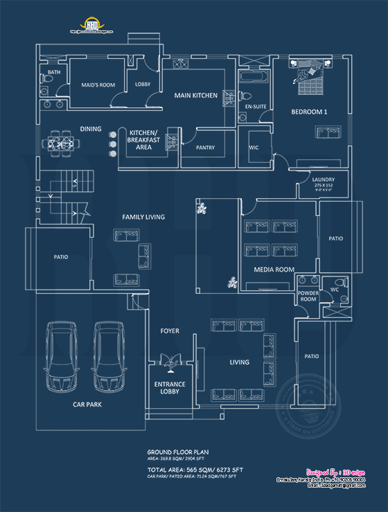 Blueprint of ground floor plan