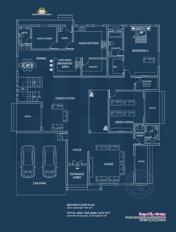 Blueprint of ground floor plan Blueprint of ground floor plan
