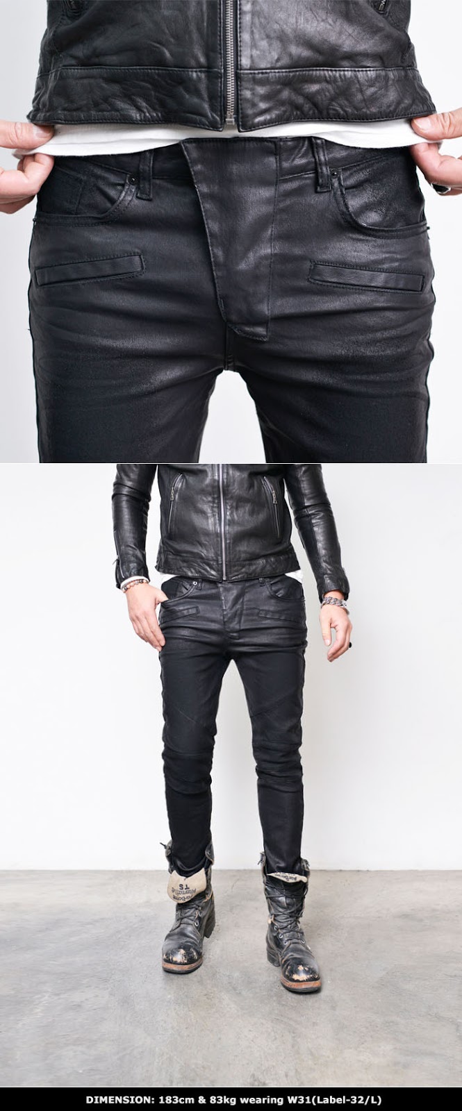 Mens Coating Black Skinny Distress Designer BikerJeans 267 by GUYLOOK