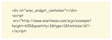 Java Script code to embed Wiwitness widget on customer site