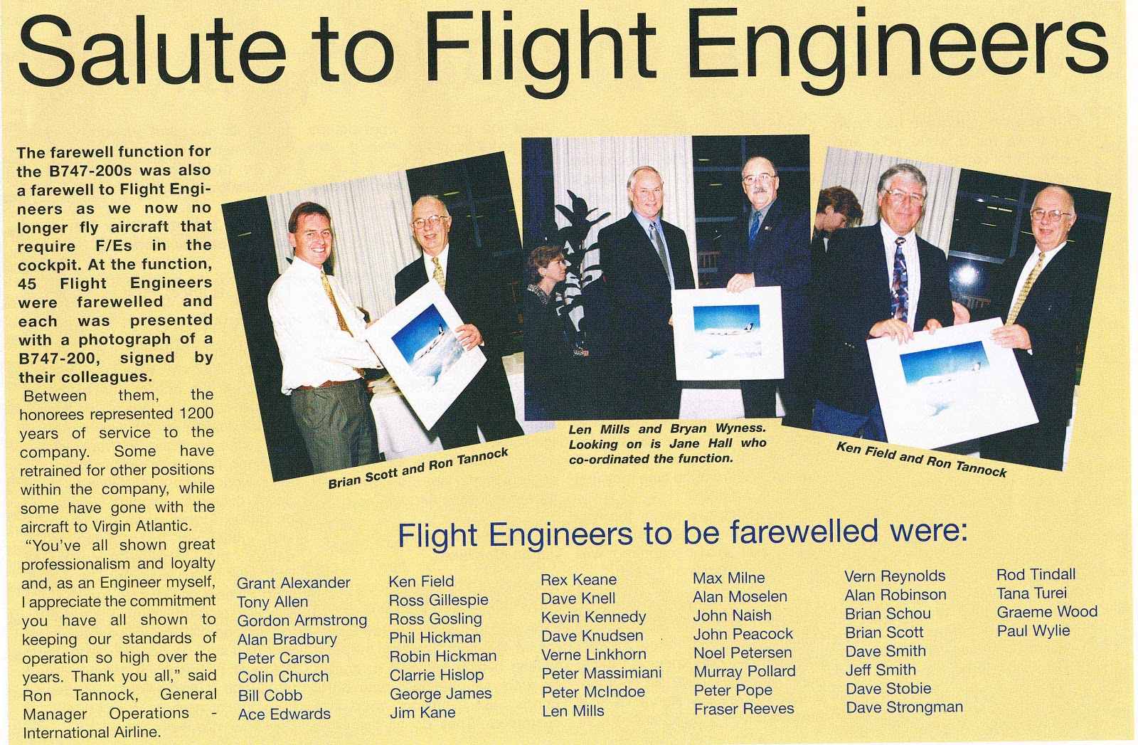 AIR NEW ZEALAND's FLIGHT ENGINEERS THE LAST of THE FEW.... "The End Of