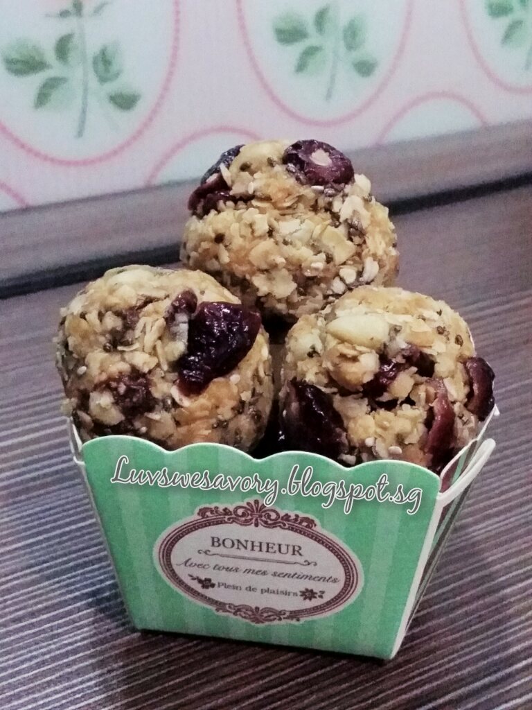 Luvswesavory No Bake Cranberry Chia Energy Bites