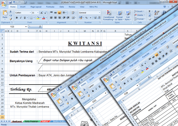 Contoh Format Kwitansi, Nota Pesanan, Faktur, Berita Acara Penerimaan Barang, Daftar Penerima Honor Kegiatan Dana BOS Format Microsoft Excel