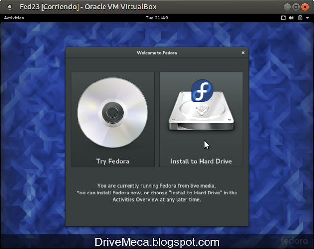 DriveMeca instalando Linux Fedora Workstation 23 paso a paso DriveMeca instalando Linux Fedora Workstation 23 paso a paso