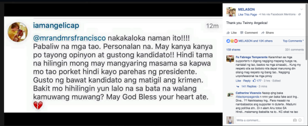Angelica Panganiban shows her support for offended mother Melai Cantiveros Angelica Panganiban shows her support for offended mother Melai Cantiveros