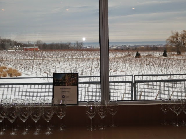 View of Lake Ontario from the Wine Lodge at Fielding Estate Winery.