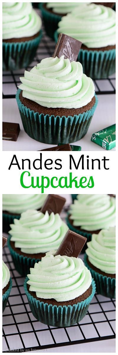 The best homemade chocolate cupcakes topped with thick and creamy mint frosting. These cupcakes taste just like the Andes mint candy!