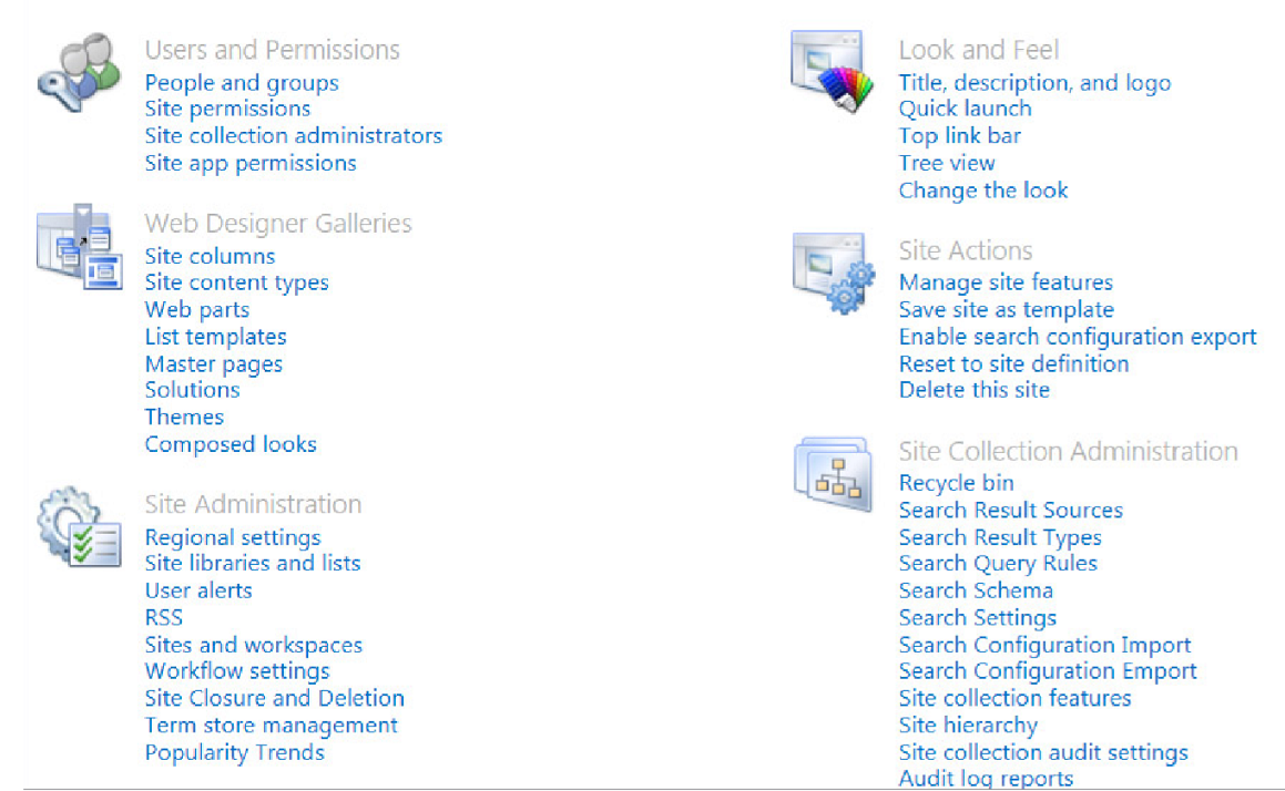 SharePoint 2013 Site Settings