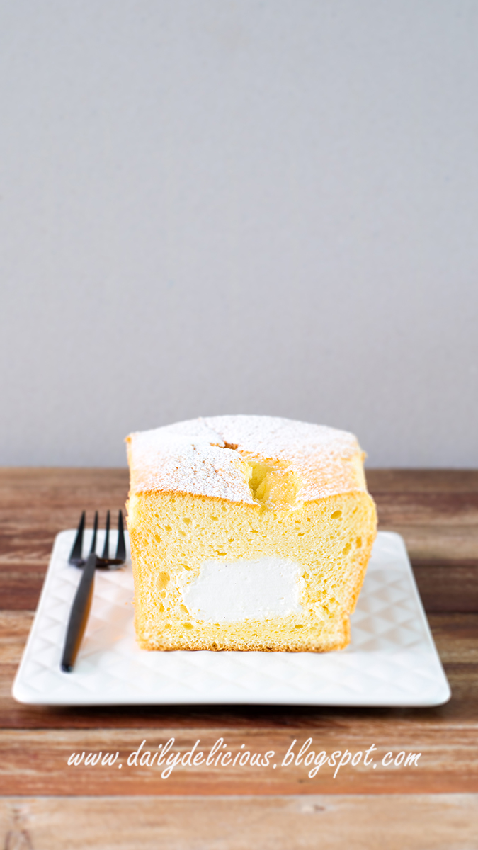 dailydelicious Cream filled chiffon loaf, delicious cake without rolling!