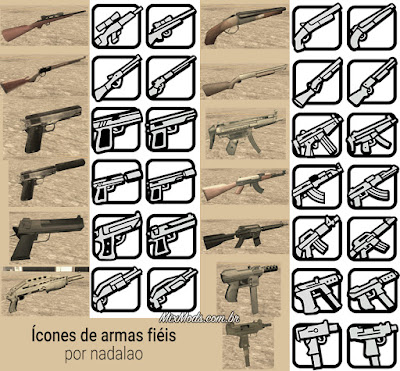 gta sa mod fixed weapons guns icons hd ícones corrigidos