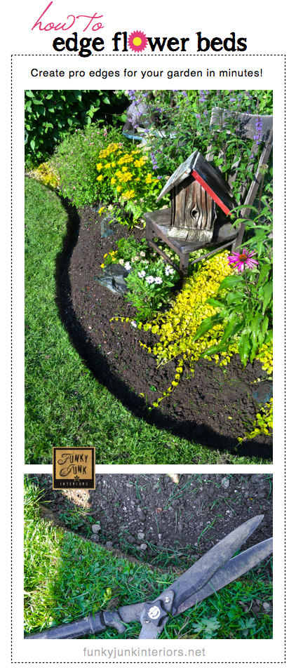 #1 - How to edge flowerbeds like a pro - via https://www.funkyjunkinteriors.net/
