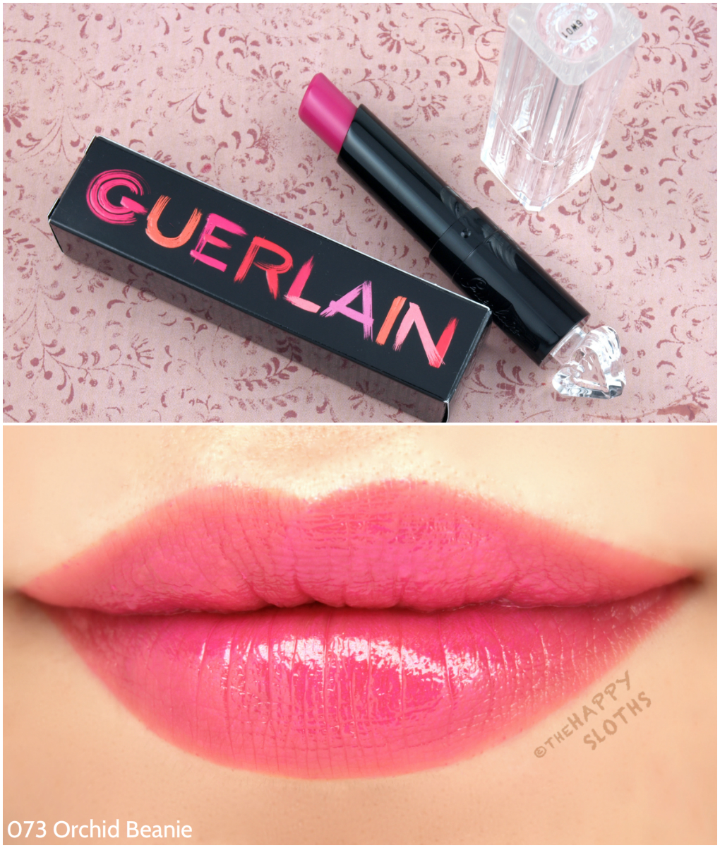 Guerlain La Petite Robe Noire Deliciously Shiny Lipstick in "073 Orchid Beanie" Swatches and Review