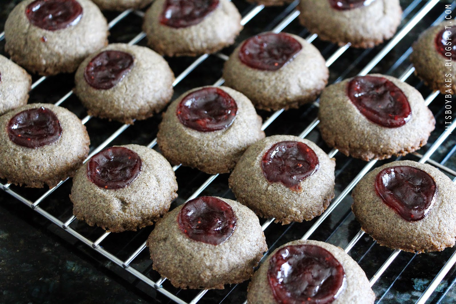 this boy bakes STRAWBERRY BUCKWHEAT THUMBPRINT COOKIES