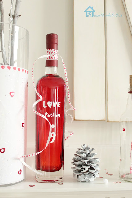 red bottles of love potion number 9 to decorate during Valentines