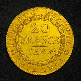 20 Francs Gold Coin Napoleon Bonaparte