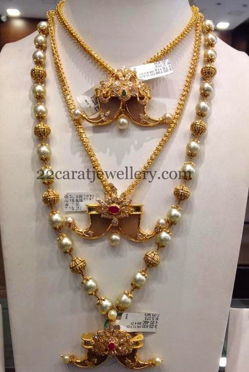 Puligoru Designs with Pearls Chains - Jewellery Designs