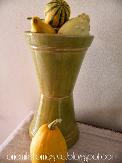 Gourds in green flower pots