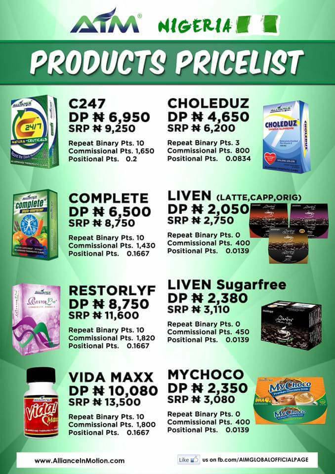 Price List Of Aim Global Products 2017 AIM GLOBAL NIGERIA NEW GLOBAL PACKAGE AND ASSOCIATE PACKAGE | DARIO LOGMAO