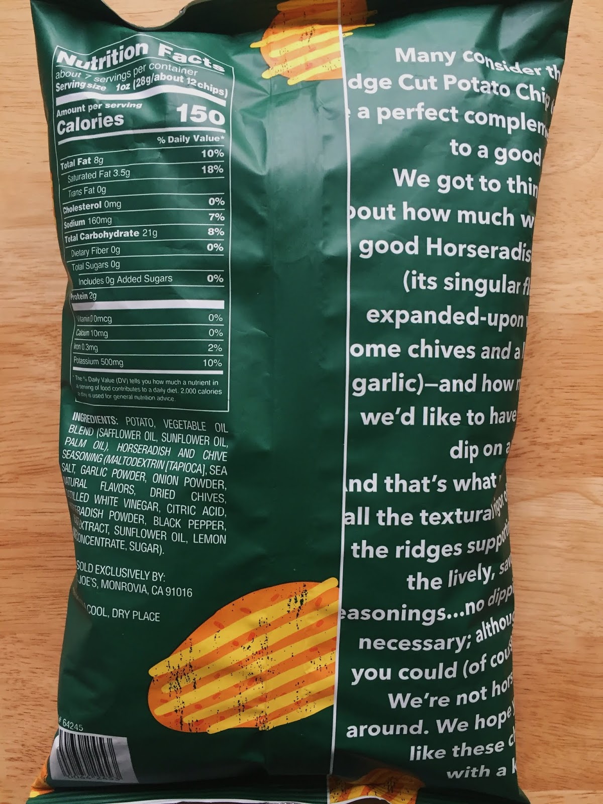 Trader Joe's Ridge Cut Potato Chips Seasoned with Horseradish & Chives