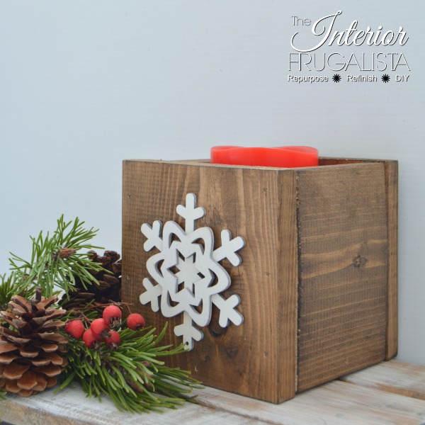 Rustic Christmas centerpiece box with wooden snowflake style one