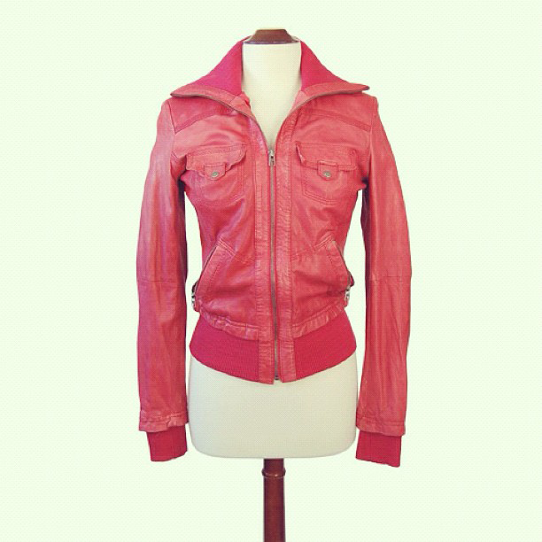 Style Blender: jackets: YA YA CREAM LEATHER JACKET AND BERSHKA RED ...