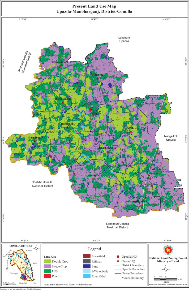 Monoharganj Upazila Mouza Map Comilla District Bangladesh