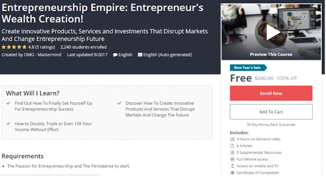 [100% Off] Entrepreneurship Empire: Entrepreneur's Wealth Creation!| Worth 200$
