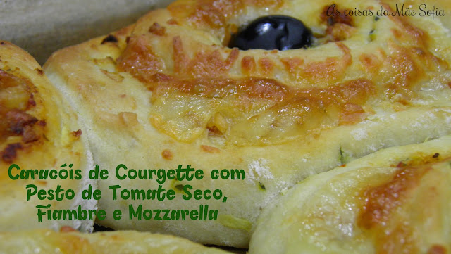 Caracóis de Courgette com Pesto de Tomate Seco, Fiambre e Mozzarella