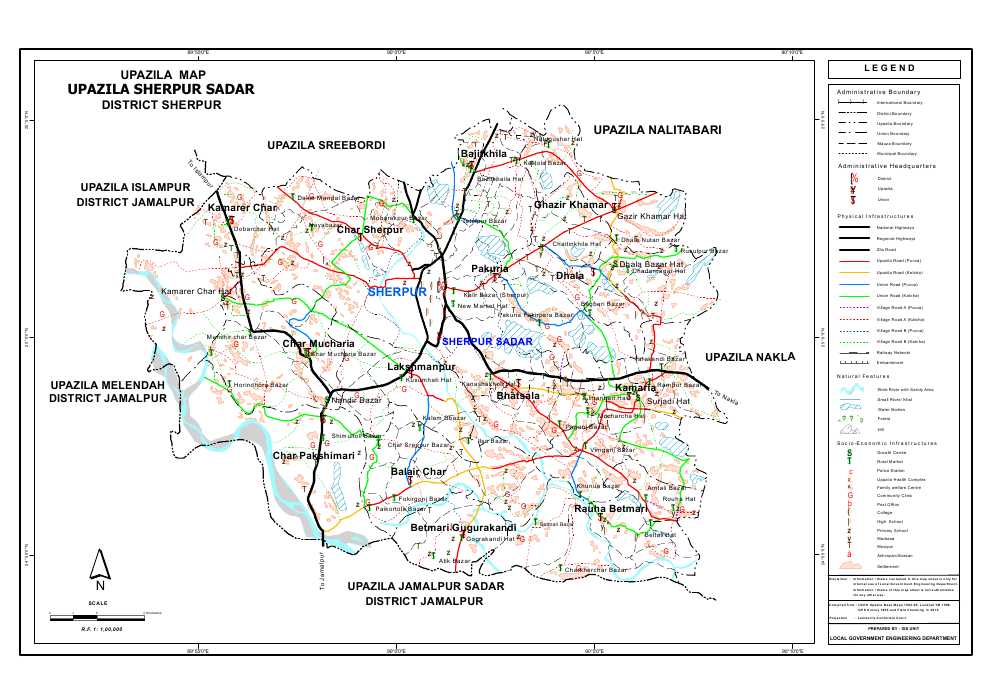 Sherpur Sadar Upazila Map Sherpur District Bangladesh