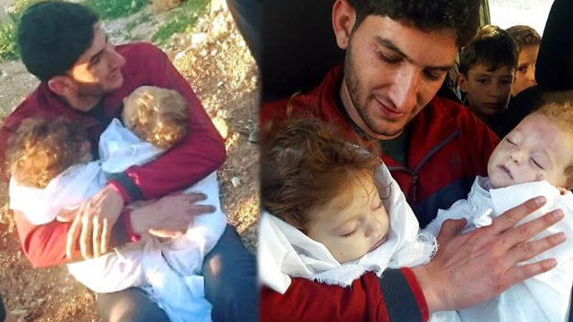 Father Bids Farewell to Twin Babies after Attack in Syria Father Bids Farewell to Twin Babies after Attack in Syria