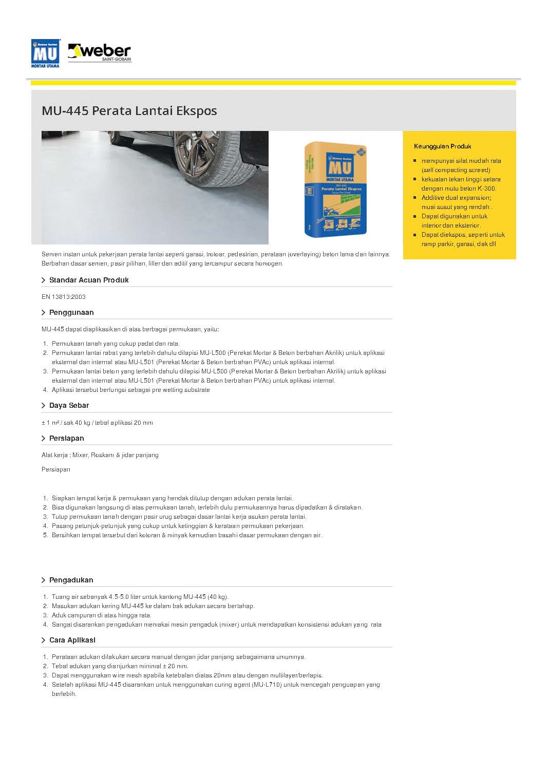 Brosur Semen Instan MUMortar Utama Distributor Jual