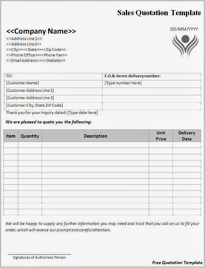 Word Templates Free Quotation Template
