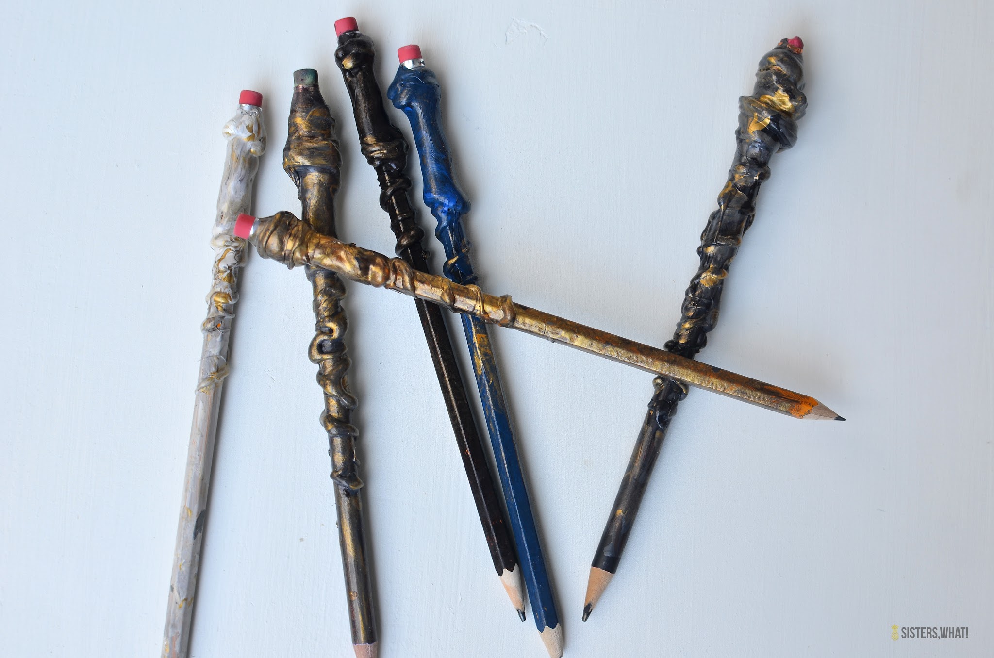 DIY Harry Potter Pencil Wands using Hot Glue and Paint