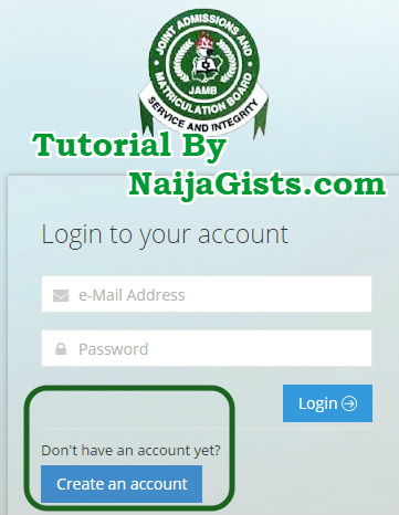 how to create profile account jamb website