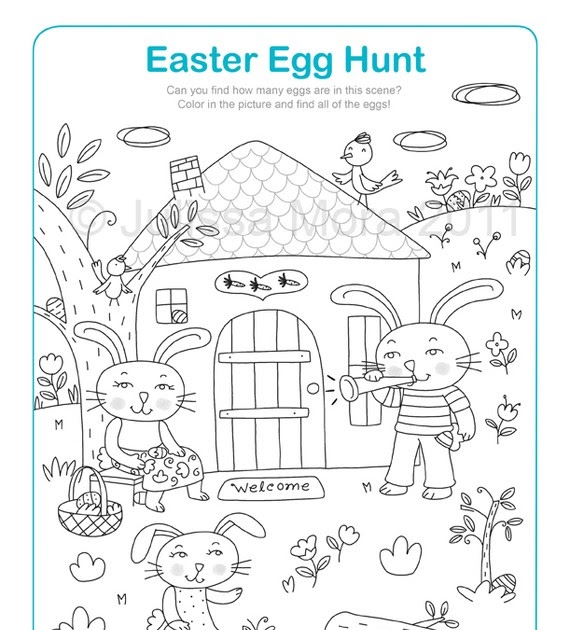 Download Penguin's Gift: Easter Egg Hunt Coloring Printable