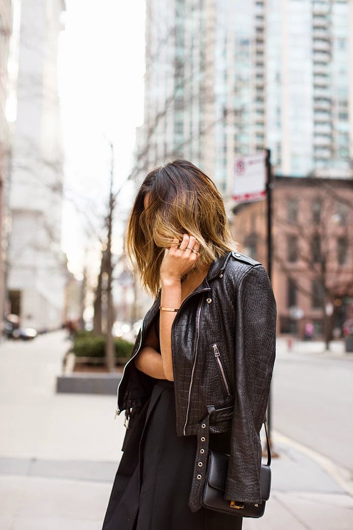 aimee song of style leather jacket all black style