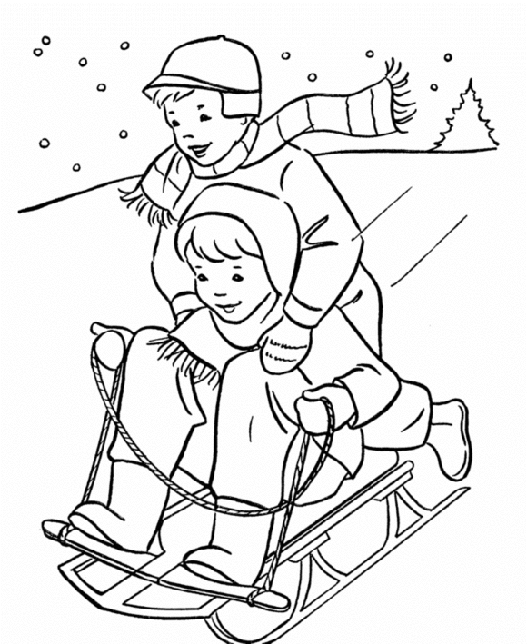 early childhood coloring pages of sledding - photo #25