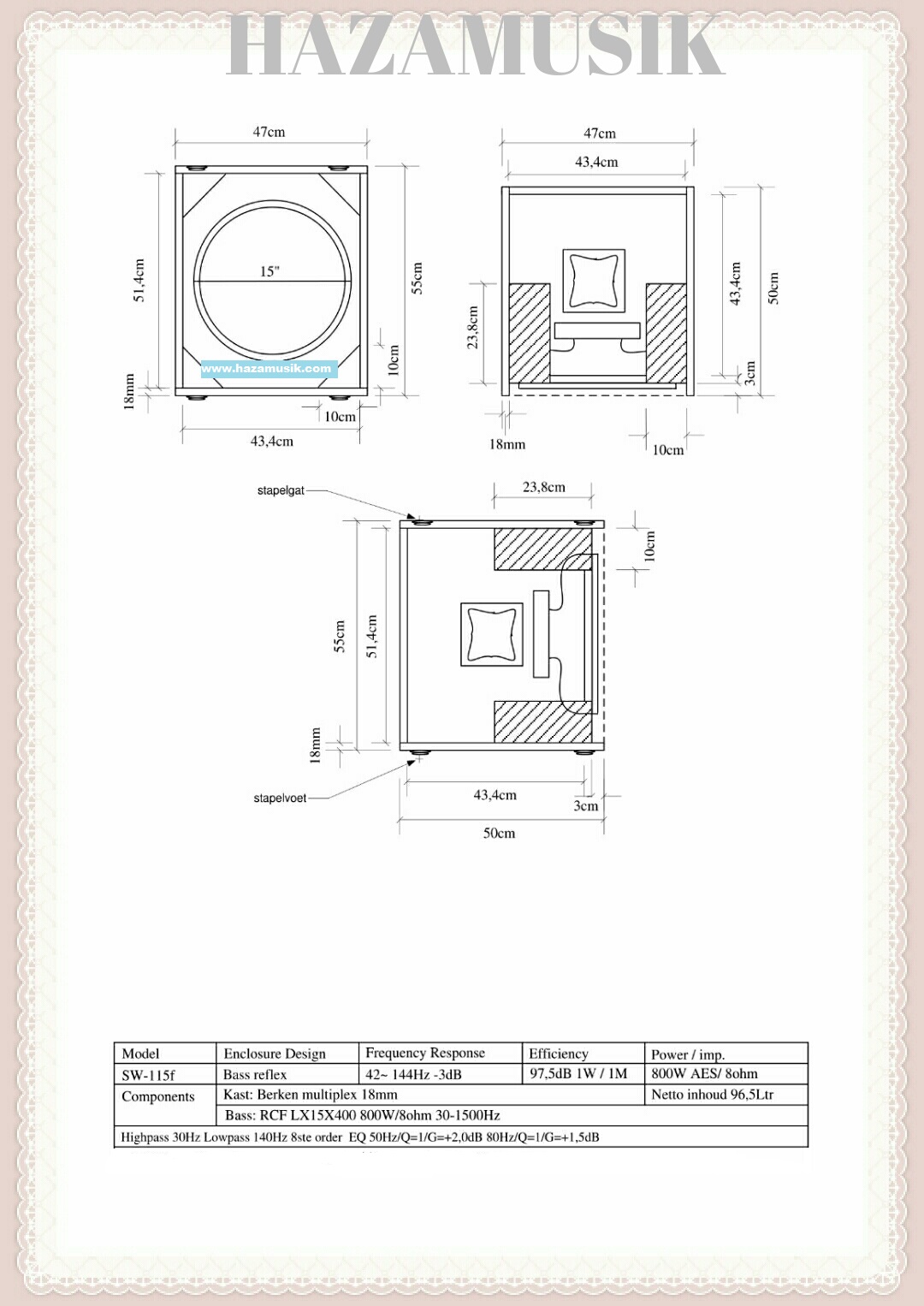 Skema box speaker 15 inch untuk bass jauh