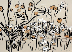 india ink watercolor meditation artist ivy brush floral painting delon impressionistic