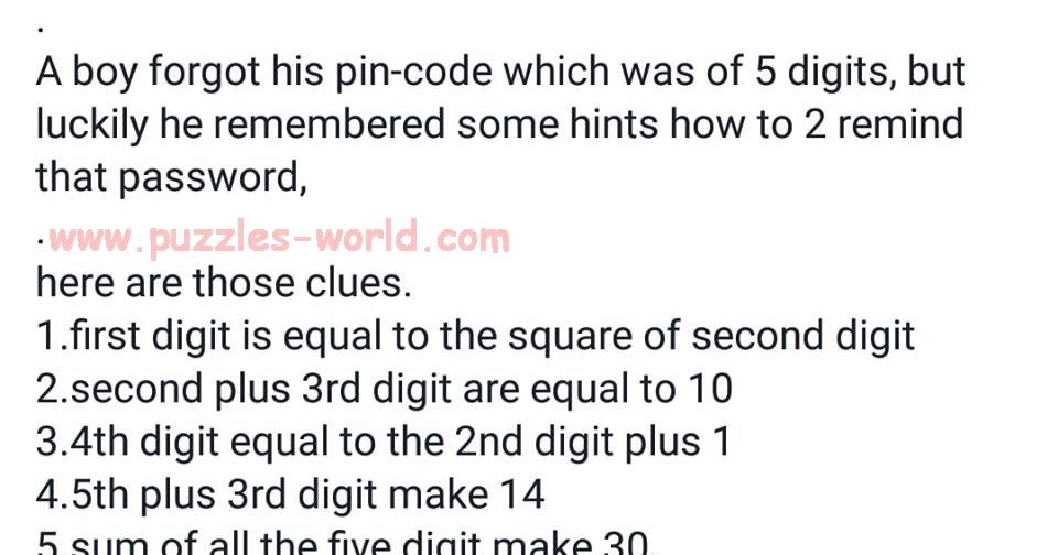 Find the Pin Code ? Puzzles World