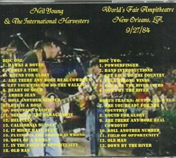 T.U.B.E. Neil Young 19840927 New Orleans, LA (SBD/FLAC)